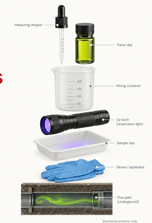 Annotated illustration of tracer dyes and its principal components